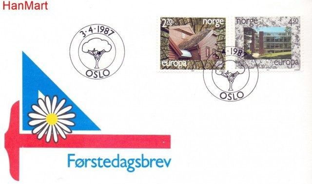 Znaczek Norwegia 1987 Mi 965-966 FDC