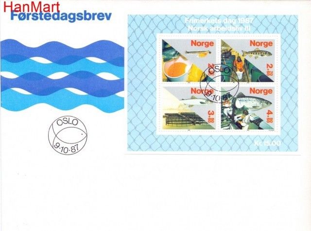 Znaczek Norwegia 1987 Mi bl 8 FDC