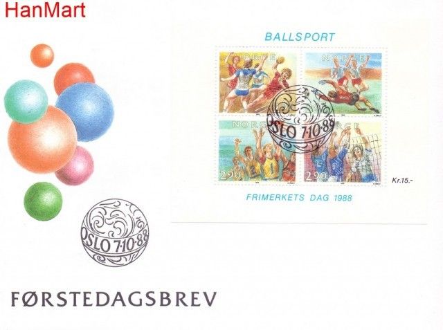 Znaczek Norwegia 1988 Mi bl 10 FDC