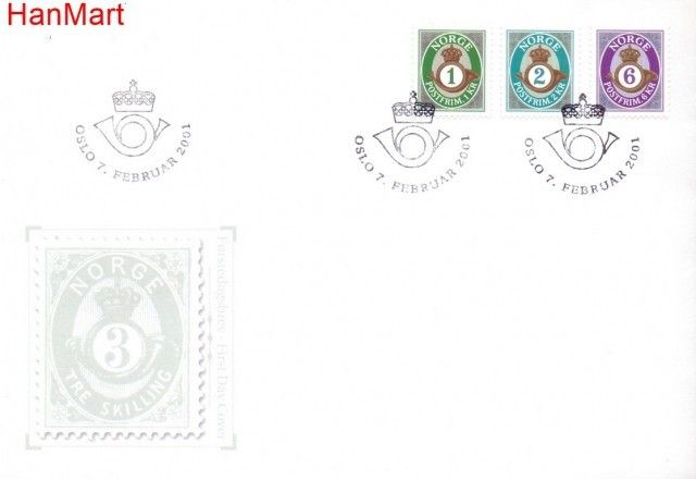 Znaczek Norwegia 2001 Mi 1380-1382 FDC