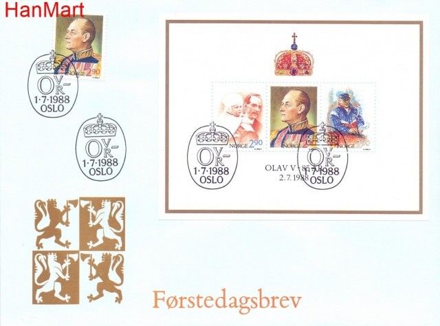 Znaczek Norwegia 1988 Mi bl 9 FDC