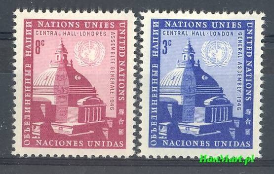 Znaczek Narody Zjednoczone Nowy Jork 1958 Mi 68-69 Czyste **