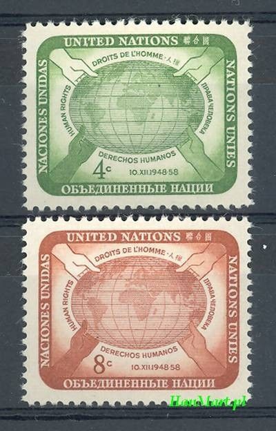 Znaczek Narody Zjednoczone Nowy Jork 1958 Mi 74-75 Czyste **