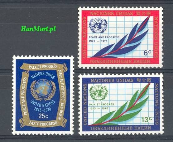 Znaczek Narody Zjednoczone Nowy Jork 1970 Mi 226-228 Czyste **