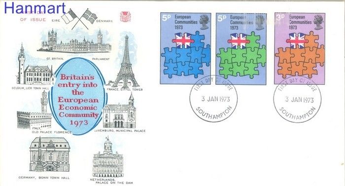 Znaczek Wielka Brytania 1973 Mi 612-614 FDC