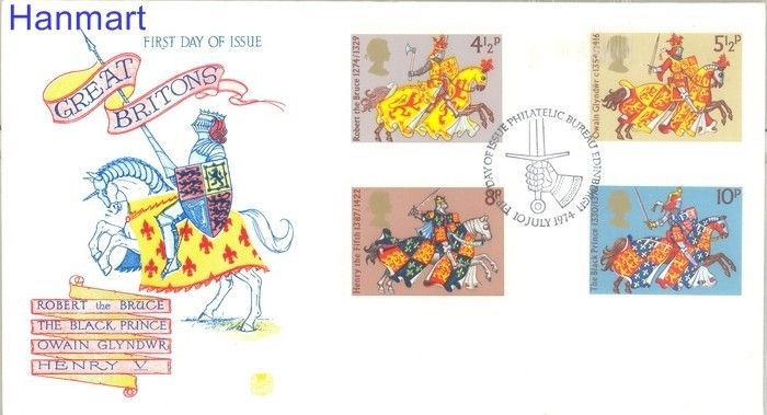 Znaczek Wielka Brytania 1974 Mi 654-657 FDC
