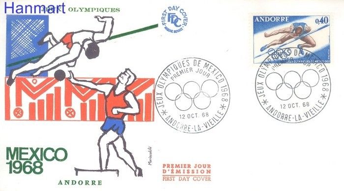 Znaczek Andora Francuska 1968 Mi 210 FDC