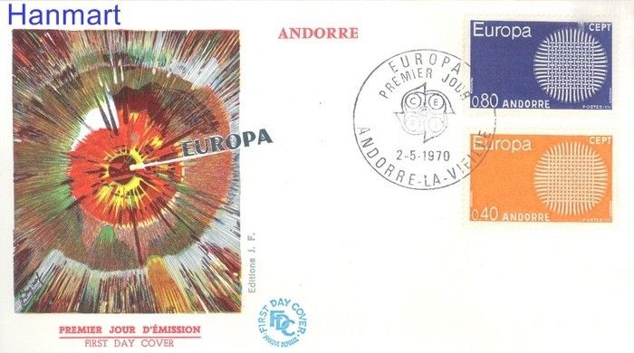 Znaczek Andora Francuska 1970 Mi 222-223 FDC