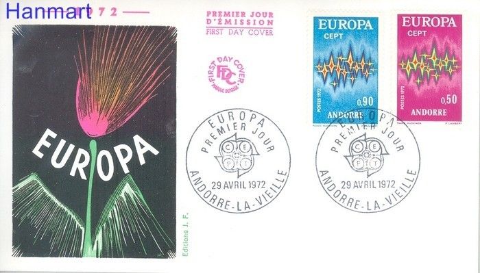 Znaczek Andora Francuska 1972 Mi 238-239 FDC