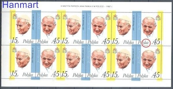 Znaczek Polska 1987 Mi ark 3099-3100B1 Fi ark 2951-2952B1 Czyste **