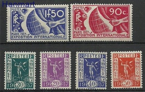 Znaczek Francja 1936 Mi 328-333 Z podlepką *