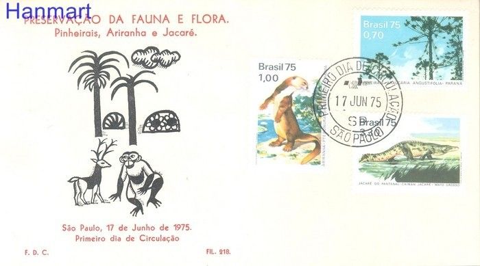 Znaczek Brazylia 1975 Mi 1488-1490 FDC