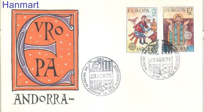 Znaczek Andora Hiszpańska 1975 Mi 96-97 FDC