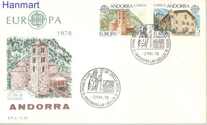 Znaczek Andora Hiszpańska 1978 Mi 115-116 FDC