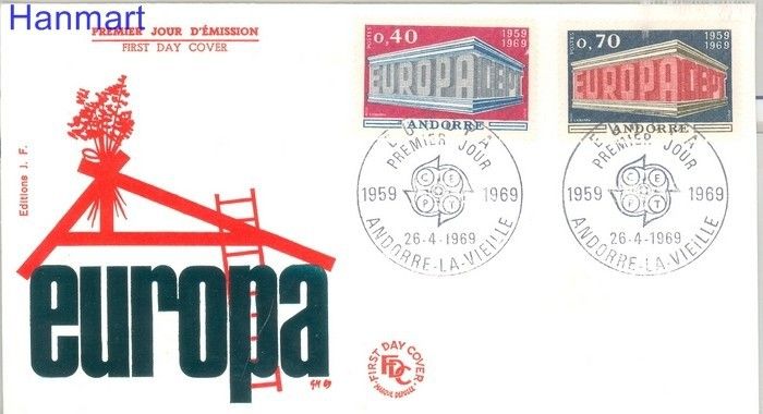 Znaczek Andora Francuska 1969 Mi 214-215 FDC
