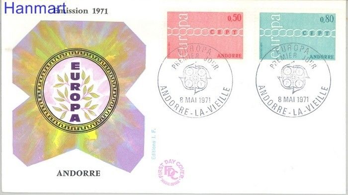 Znaczek Andora Francuska 1971 Mi 232-233 FDC