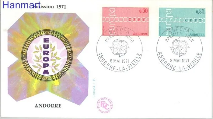 Znaczek Andora Francuska 1971 Mi 232-233 FDC
