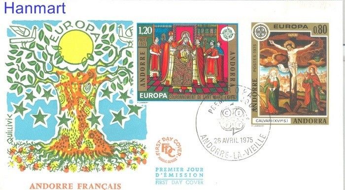Znaczek Andora Francuska 1975 Mi 264-265 FDC