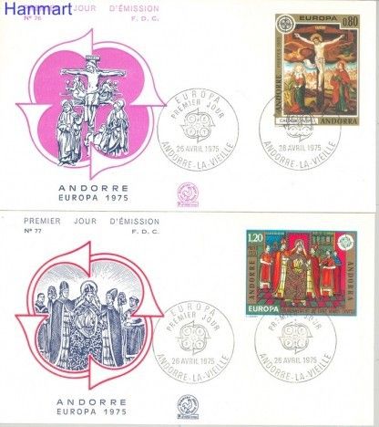 Znaczek Andora Francuska 1975 Mi 264-265 FDC
