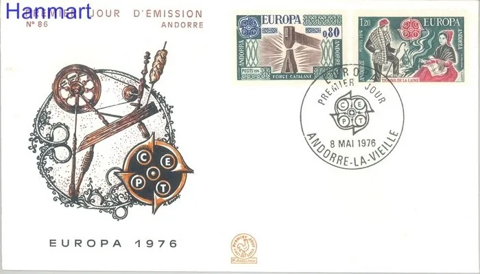 Znaczek Andora Francuska 1976 Mi 274-275 FDC