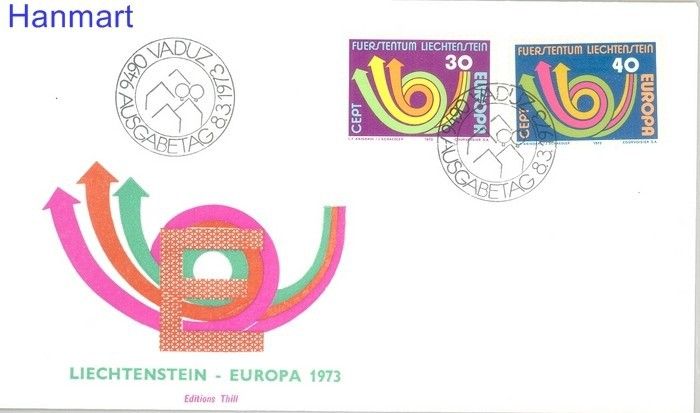 Znaczek Liechtenstein 1973 Mi 579-580 FDC