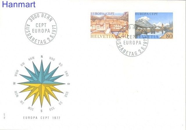 Znaczek Szwajcaria 1977 Mi 1094-1095 FDC