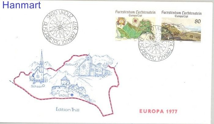 Znaczek Liechtenstein 1977 Mi 667-668 FDC