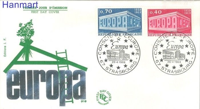 Znaczek Francja 1969 Mi 1665-1666 FDC
