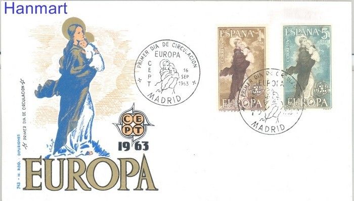 Znaczek Hiszpania 1963 Mi 1411-1412 FDC