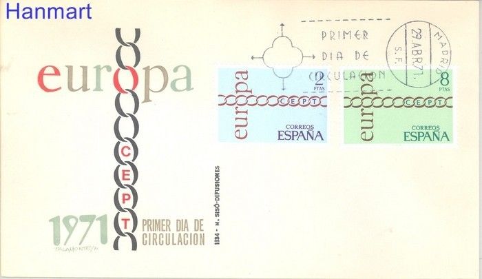 Znaczek Hiszpania 1971 Mi 1925-1926 FDC