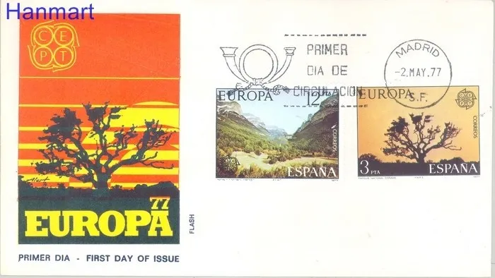 Znaczek Hiszpania 1977 Mi 2299-2300 FDC