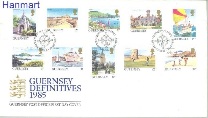 Znaczek Guernsey 1985 Mi 325-334 FDC
