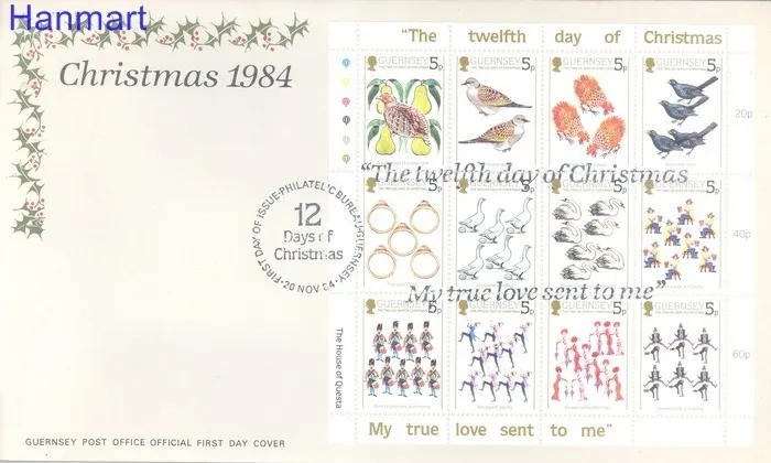 Znaczek Guernsey 1984 Mi 298-309 FDC