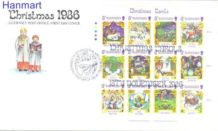 Znaczek Guernsey 1986 Mi 373-384 FDC