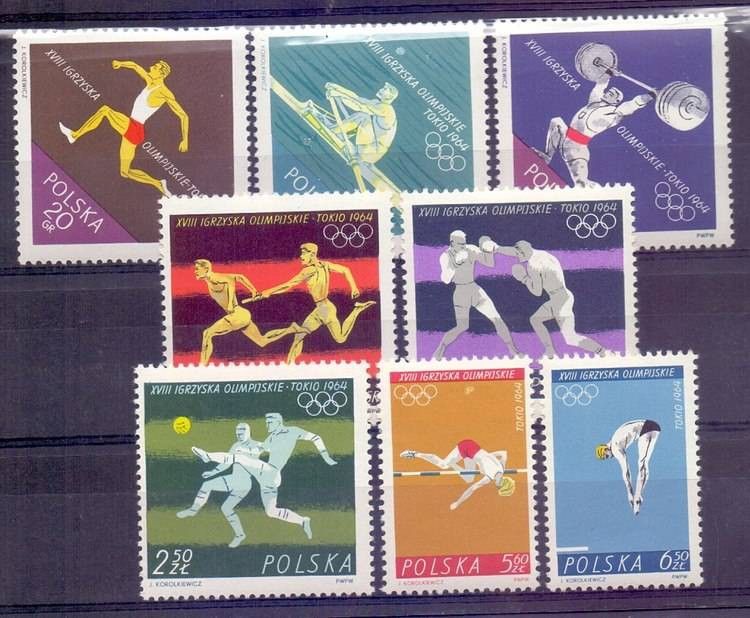 Znaczek Polska 1964 Mi 1514-1521 Fi 1366-1373 Czyste **