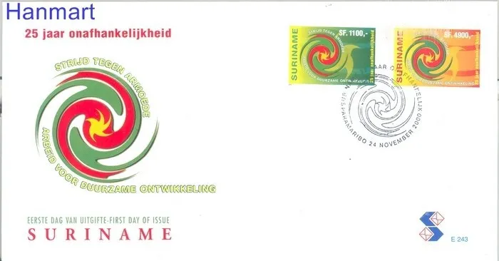 Znaczek Surinam 2000 Mi 1755-1756 FDC