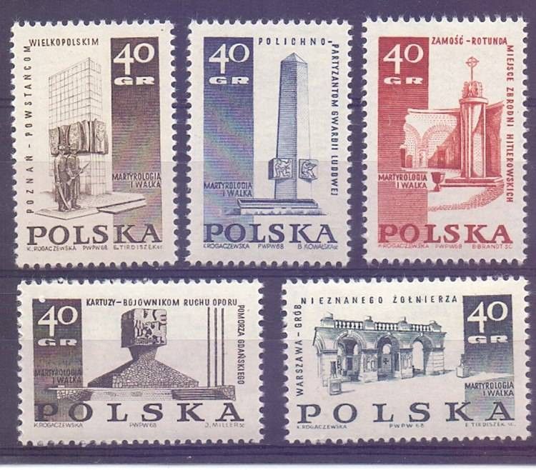 Znaczek Polska 1968 Mi 1885-1889 Fi 1738-1742 Czyste **