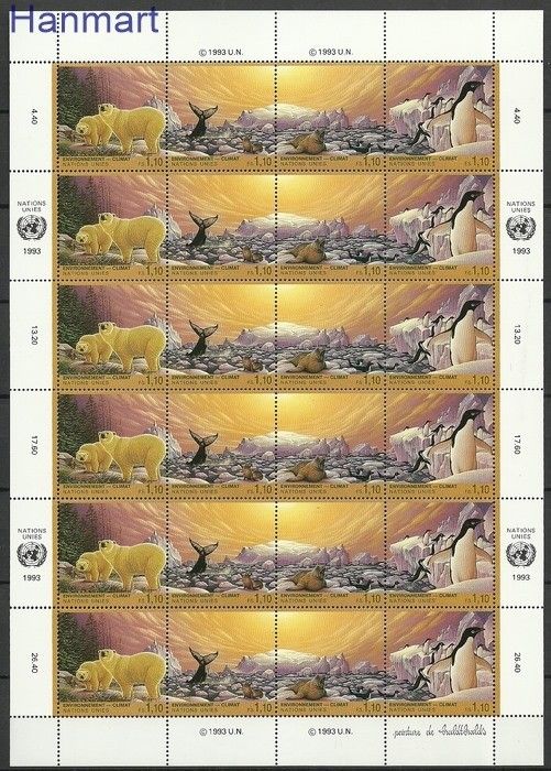 Znaczek Narody Zjednoczone Genewa 1993 Mi ark 239-242 Czyste **