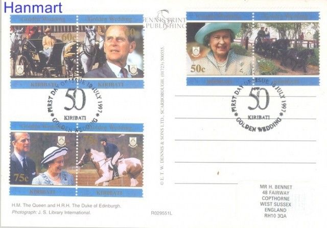 Znaczek Kiribati 1997 Mi par 754-759a Karty pocztowe stemplowane