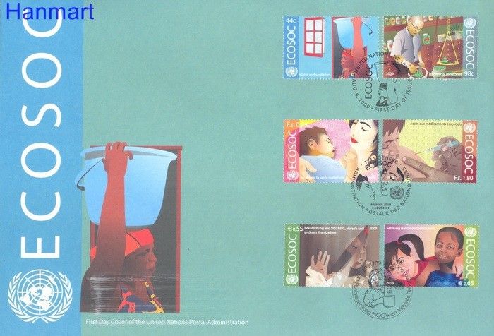 Znaczek Narody Zjednoczone Nowy Jork 2009 Mi 1159-1160, 652-653, 605-606 FDC