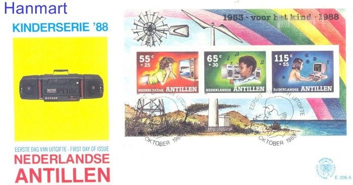 Znaczek Antyle Holenderskie 1988 Mi bl33a FDC