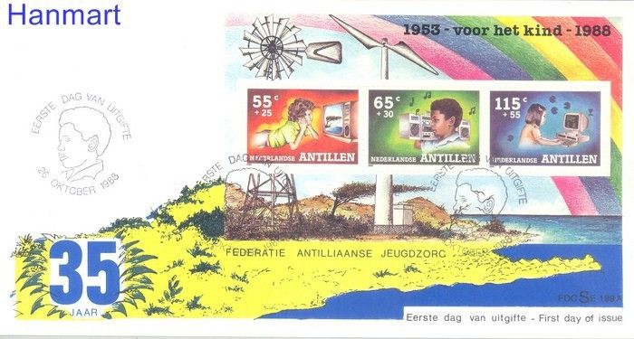 Znaczek Antyle Holenderskie 1988 Mi bl33b FDC