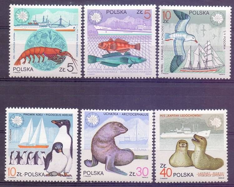 Znaczek Polska 1987 Mi 3076-3081 Fi 2928-2933 Czyste **
