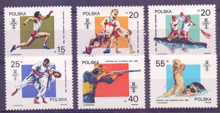 Znaczek Polska 1988 Mi 3149-3154 Fi 3001-3006 Czyste **