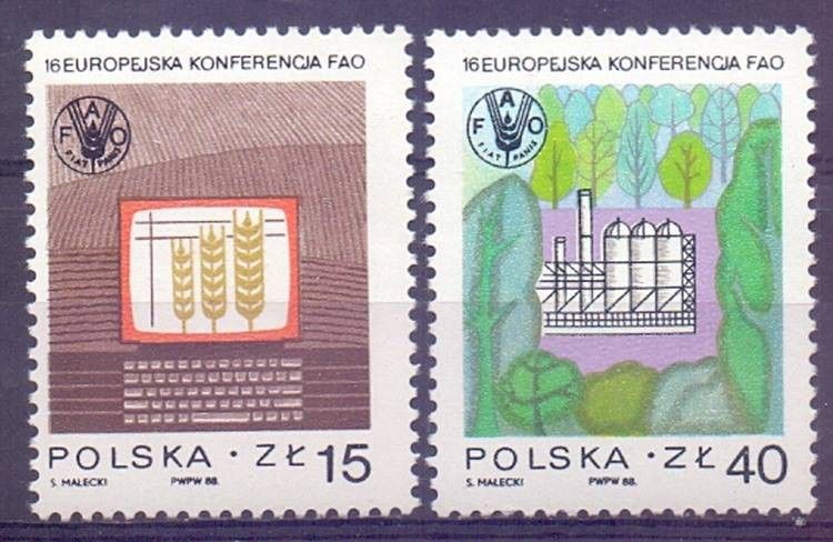 Znaczek Polska 1988 Mi 3156-3157 Fi 3008-3009 Czyste **