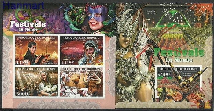 Znaczek Burundi 2012 Mi ark2710-2713B+bl266B Czyste **