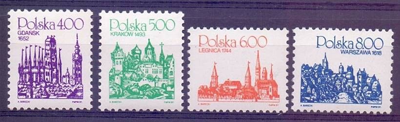 Znaczek Polska 1981 Mi 2752-2755 Fi 2589+2591+2593 Czyste **