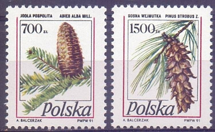 Znaczek Polska 1991 Mi 3312-3313 Fi 3164-3165 Czyste **