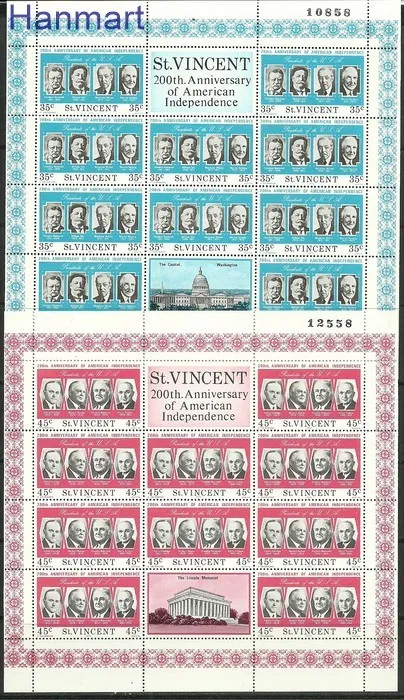 Znaczek St. Vincent 1975 Mi ark411-420 Czyste **