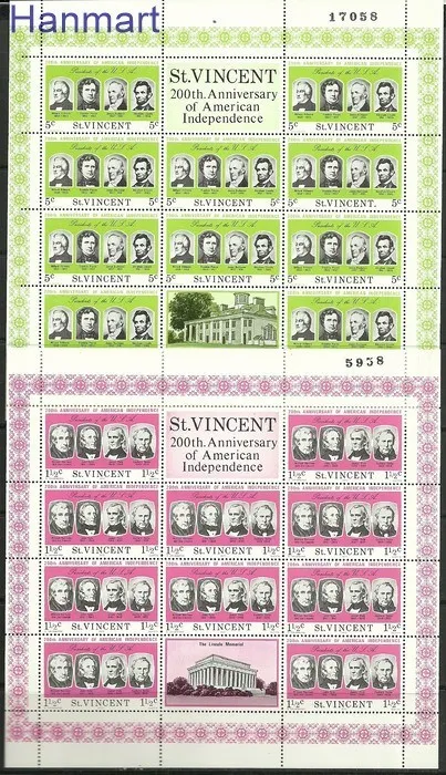 Znaczek St. Vincent 1975 Mi ark411-420 Czyste **